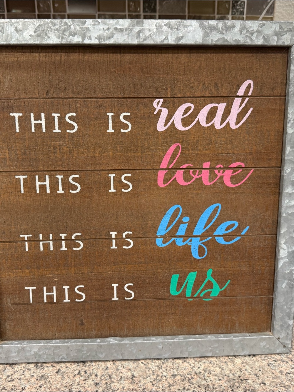 Ashland Wooden Script Wall Art in Pink, Blue & Green